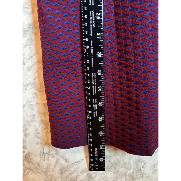MAGGY LONDON PETITE Burgundy Blue Textured Mock Neck Long Sleeve Mini Dress 4P - Picture 4 of 7